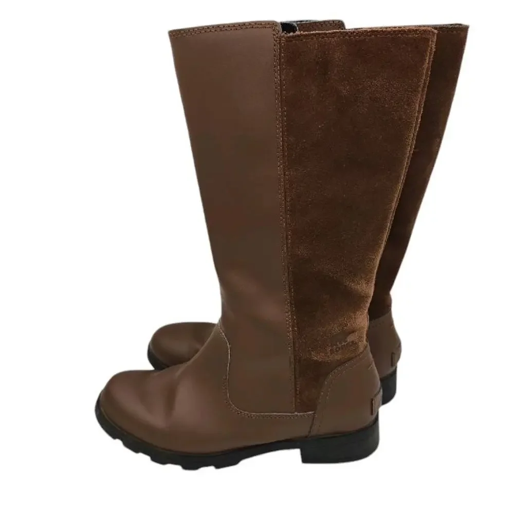 Sorel Youth Emelie Leather Suede‎ Tall Boots Size 5 Brown